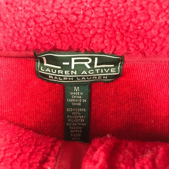 LRL Womens Medium Red Deep Pile Full Zip Jacket - Picture 2 of 3